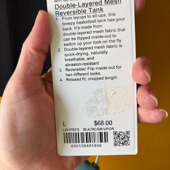 Lululemon Double-Layered Mesh Reversible Tank - Size L - Black / Green (LW1FEFS) - Picture 2 of 5